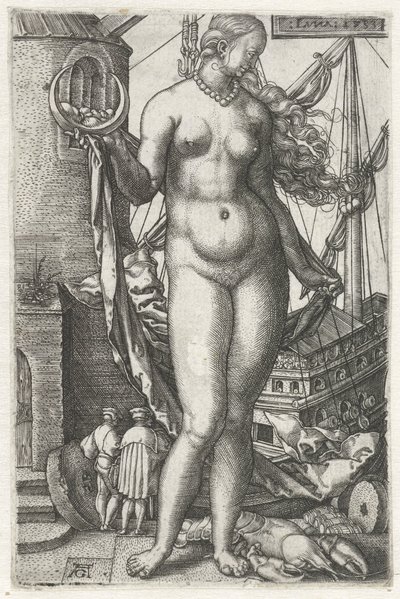 Luna (otsikko esineessä) Diana The Seven Planets (sarjan nimi) tekijältä Heinrich Aldegrever