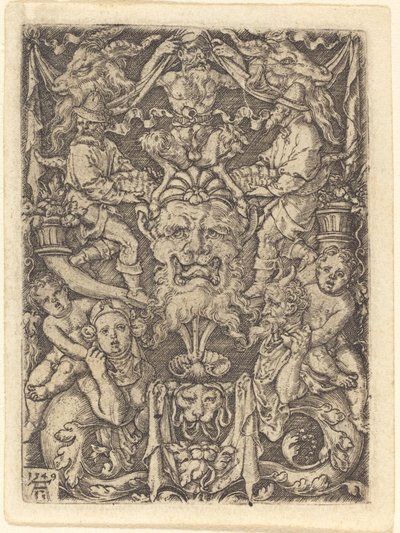 Ornamentti naamiolla, 1549. tekijältä Heinrich Aldegrever