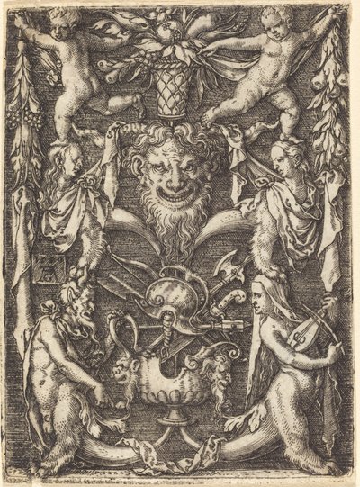 Ornamentti naamiolla, 1550. tekijältä Heinrich Aldegrever