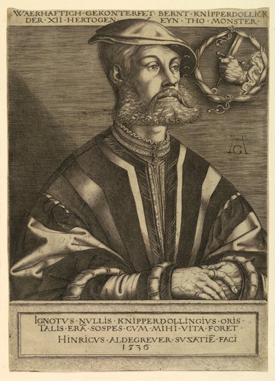 Bernard Knipperdollingin muotokuva, Münsterin anabaptistien päällikkö tekijältä Heinrich Aldegrever