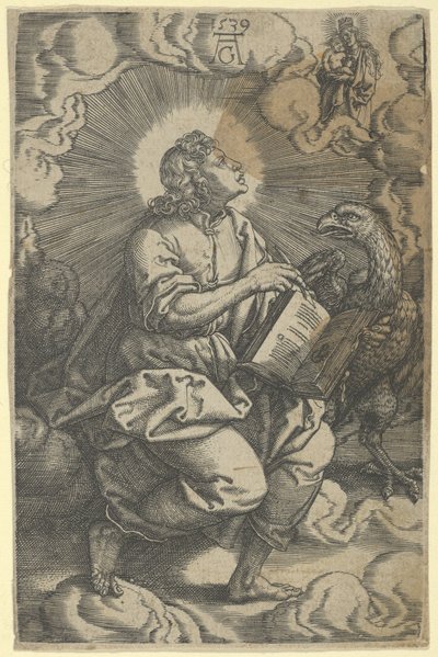 Pyhä Johannes elokuvasta Neljä evankelistaa, 1539. tekijältä Heinrich Aldegrever