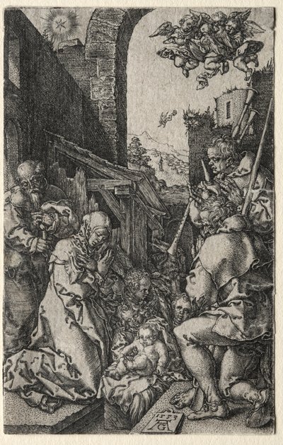 Paimenten palvonta, 1553. tekijältä Heinrich Aldegrever
