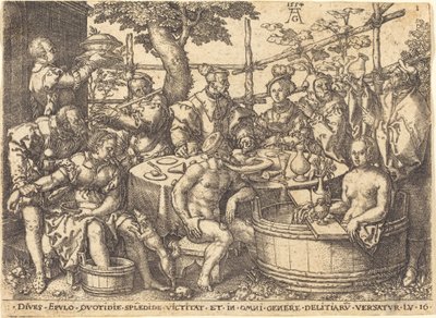 Rikas mies pöydässä, 1554. tekijältä Heinrich Aldegrever