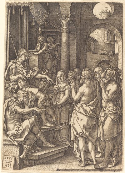 Kaksi vanhinta tuomarin edessä, 1555. tekijältä Heinrich Aldegrever