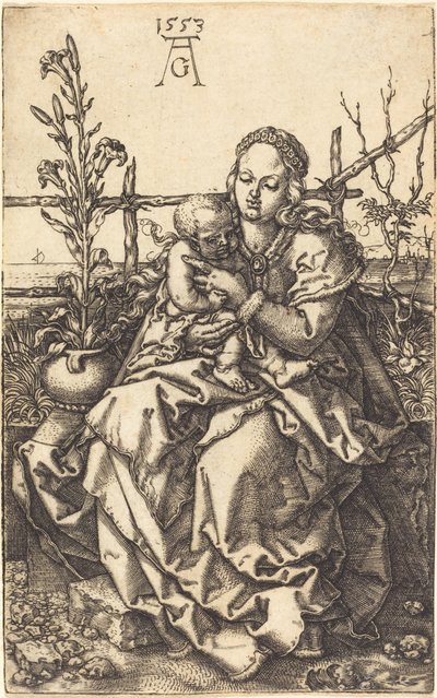 Neitsyt istuva, 1553. tekijältä Heinrich Aldegrever
