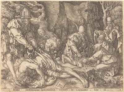 Matkustaja varkaiden joukossa, 1554. tekijältä Heinrich Aldegrever