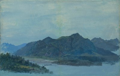Inn Valley lähellä Flintsbachia Falkensteinin linnan ja Kaiser-vuorten taustalla tekijältä Heinrich Burkel