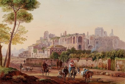 Roomalainen katukohtaus Palatinuksen edessä. 1832 tekijältä Heinrich Burkel