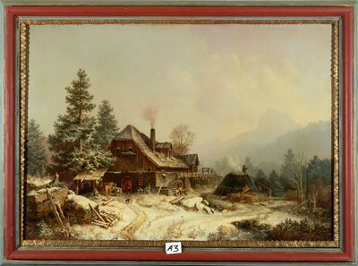 Vanha mylly talvella tekijältä Heinrich Burkel