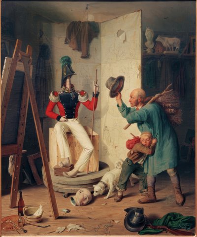 Maanviljelijä maalarin ateljeessa tekijältä Heinrich Franz Gaudenz von Rustige