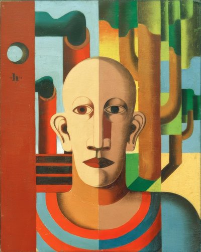 Arbeiter (Selbstbildnis vor Bäumen und Schornsteinen) tekijältä Heinrich Hoerle