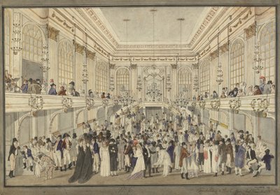 Naamiopallo Wienin Hofburgin Redoutensaalissa, n. 1815. tekijältä Heinrich Joseph Schütz