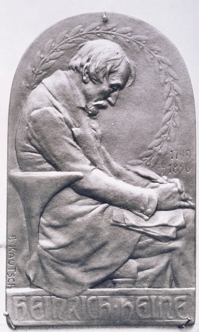 Heinrich Heinen (1797-1856) muotokuvamedaljonki (pronssi) (bw kuva) tekijältä Heinrich Kautsch