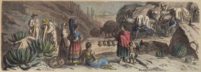 Vuoristotie Meksikossa (värillinen kaiverrus) tekijältä Heinrich Leutemann