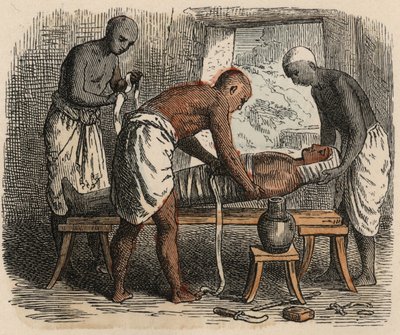 Muinainen Egypti: Muumion kääriminen, 1866 tekijältä Heinrich Leutemann