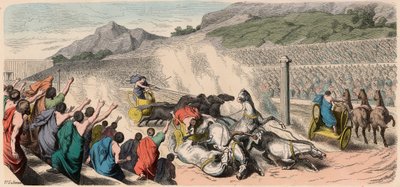 Muinainen Kreikka: Olympialaiset - Nelihevoskärrykilpailut Hippodromilla tekijältä Heinrich Leutemann