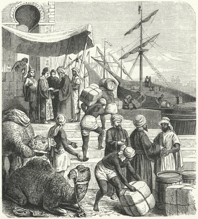 Arabikauppiaat (kaiverrus) tekijältä Heinrich Leutemann