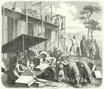 Temppelin rakentaminen Aventinuksen kukkulalle, Rooma (kaiverrus) tekijältä Heinrich Leutemann