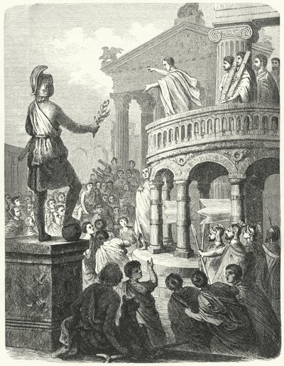 Cicero puhuttelee Rooman kansaa Rostrasta tekijältä Heinrich Leutemann