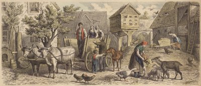 Maatila Sachsenissa (värillinen kaiverrus) tekijältä Heinrich Leutemann