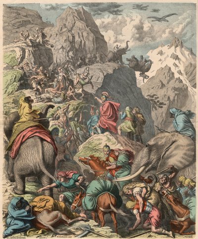 Toinen puunilaissota: Hannibal ylittää Alpit, 1866 tekijältä Heinrich Leutemann