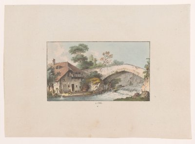 Näkymä talosta lähellä Orben siltaa à Orbe (otsikko esineessä) Sveitsin näkymät (sarjan nimi) Collection de quelques vues dessinées en Suisse d