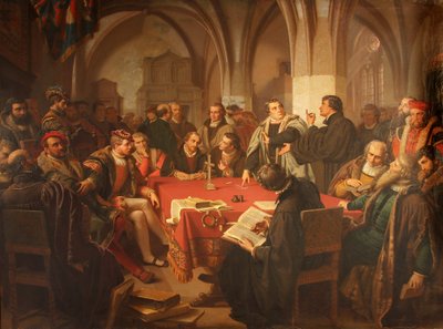 August Noackin uskonnollinen vuoropuhelu Marburgin linnassa 1869 ilman kehystä tekijältä Heinrich Stürzl