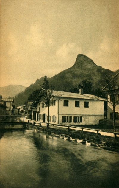 Myllyvirta Oberammergaussa, Baijerissa, Saksassa c1922. tekijältä Heinrich Uhlschmid