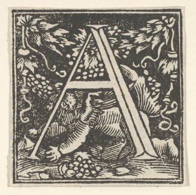 Alkukirjain A putolla, n. 1538. tekijältä Heinrich Vogtherr