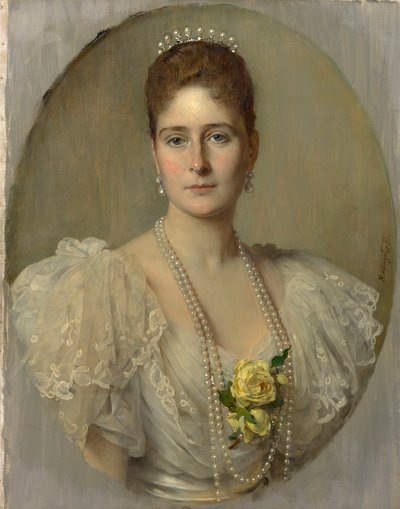 Venäjän keisarinna Aleksandra Fjodorovnan muotokuva 1872-1918, tsaari Nikolai II:n vaimo, 1897. tekijältä Heinrich von Angeli