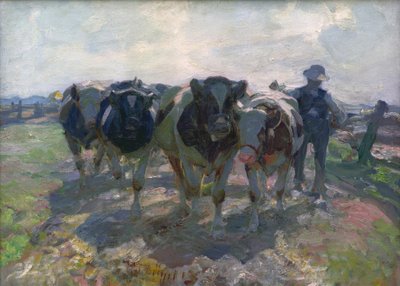 Maanviljelijä lehmien kanssa tekijältä Heinrich von Zügel