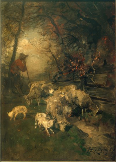 Paimen lampaiden kanssa tekijältä Heinrich von Zügel