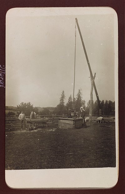 Ensimmäinen maailmansota: "Ukraina vuosina 1914-1916 Saksan armeijan hyökkäyksen aikana. Kaivo (m/w kuva) tekijältä Heldenfriedhof Dsessentniki (attr. to)