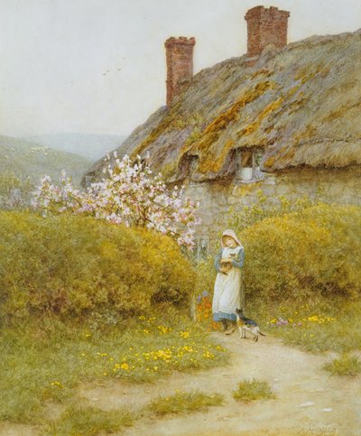 Dorsetshiren mökki (wc paperilla) tekijältä Helen Allingham