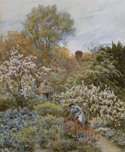 Puutarha keväällä tekijältä Helen Allingham