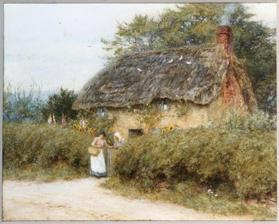 Olkikattoinen mökki lähellä Peaslakea, Surreyssa tekijältä Helen Allingham