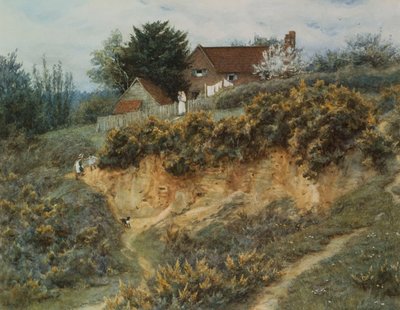 Sandhillsissä, Witleyssä (akvarelli raaputtamalla paperille) tekijältä Helen Allingham