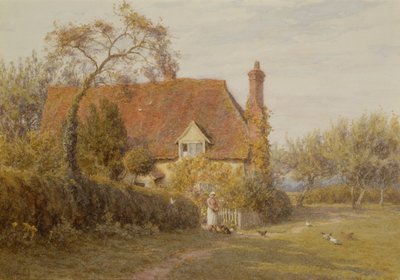 Hedges Farm, East End Farm, Pinner (lyijykynä ja vesiväri) tekijältä Helen Allingham