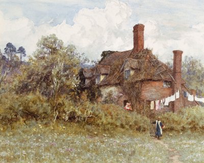 Keväällä (akvarelli raaputtamalla paperille) tekijältä Helen Allingham
