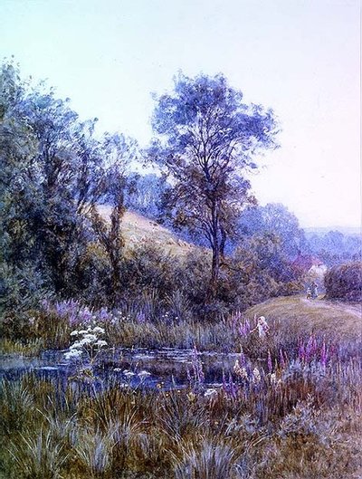 Kukkien poimiminen lammen rannalta tekijältä Helen Allingham