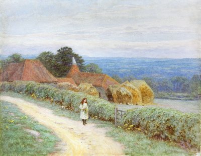 Kenttiläinen maalaistalo Crockham Hillillä (wc paperilla) tekijältä Helen Allingham