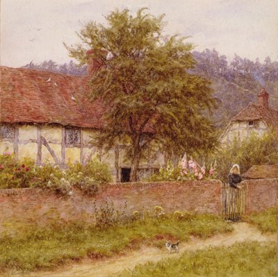 The Stray Kitten, n. 1891 (öljy kankaalle) tekijältä Helen Allingham