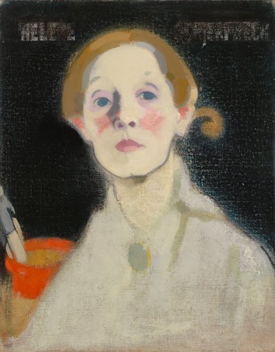Omakuva, musta tausta tekijältä Helene Schjerfbeck
