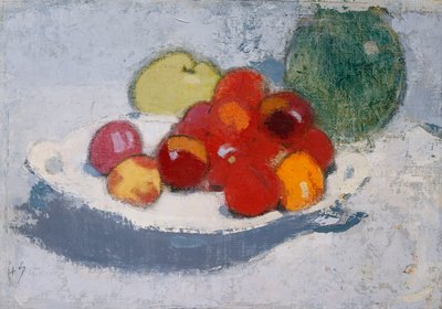 Asetelma hedelmien kanssa, n. 1915 (öljy kankaalle) tekijältä Helene Schjerfbeck