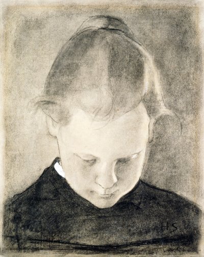 The Reading Girl, n. 1905 (hiili ja guassi paperilla) tekijältä Helene Schjerfbeck