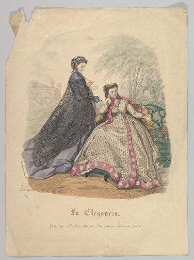 Two Women Outdoors, nro 720, La Elegancia Barcelonasta, 1800-luku. tekijältä Heloise Leloir
