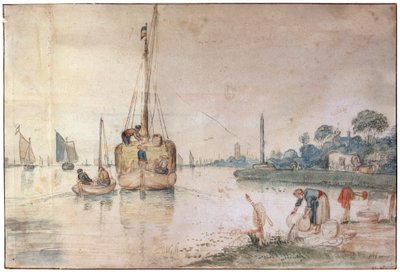 Proomu heinällä, c1625-c1634 tekijältä Hendrick Avercamp