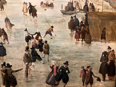 Hollanti: IJslandschap / Luistelu Talvimaisema, jossa on lukuisia luistelijoita tekijältä Hendrick Avercamp