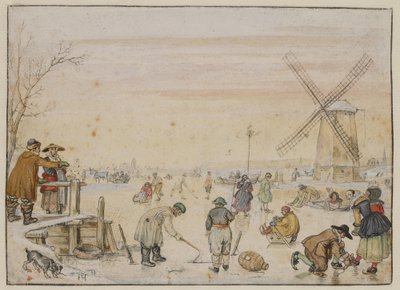 Huvittelua jäällä tekijältä Hendrick Avercamp
