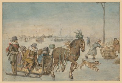 Hevosreki jäällä tekijältä Hendrick Avercamp